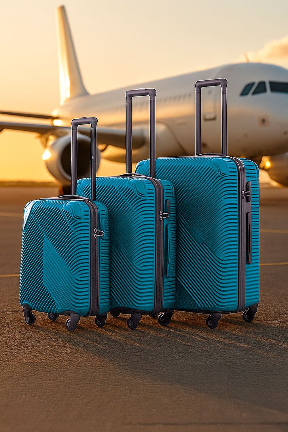 Neo 3 Piece Hard Shell Luggage Suitcase Set in Bright Blue Size: 3 Pack Bright Blue 3 Pack