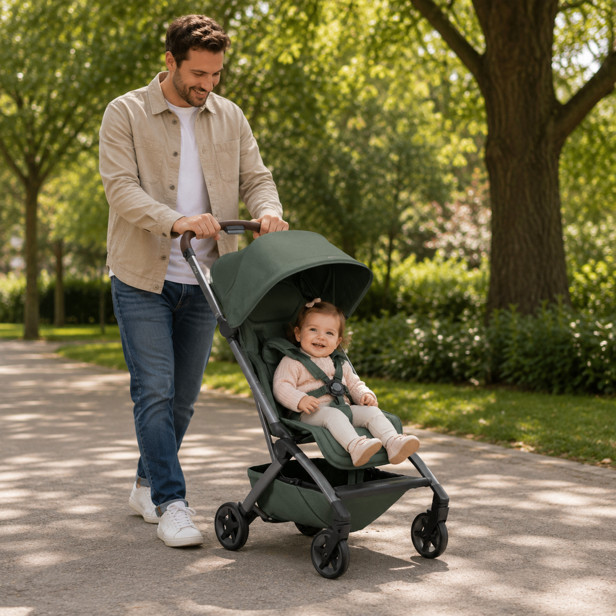 Joolz Aer2 Stroller Forest Green Baby Pram & Travel Buggy Birth to 4 Years Foldable Lightweight Pushchair Babies / Newborns - L85 x W45 x H106.5 cm